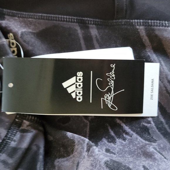 Adidas x Zoe Saldana Collection 7/8 Black & Grey Patterned Leggings XS - Picture 12 of 14